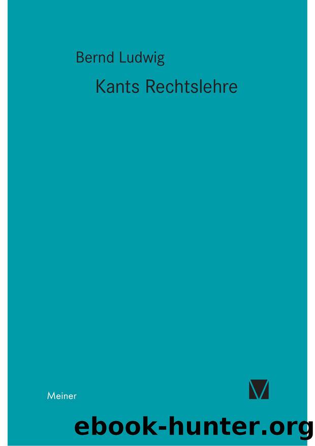 Ludwig by Kants Rechtslehre (9783787331727)