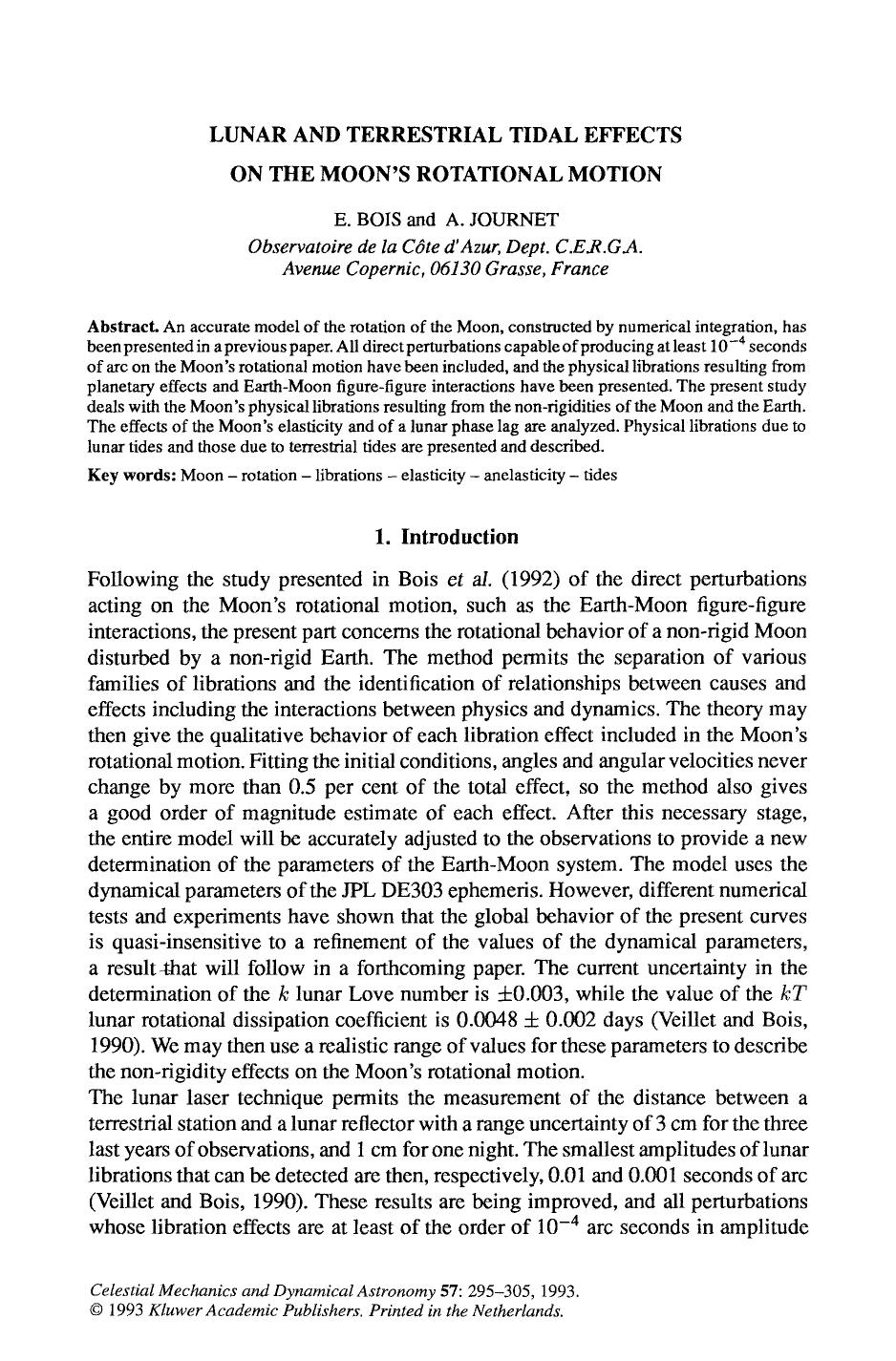 Lunar and terrestrial tidal effects on the Moon's rotational motion by Unknown