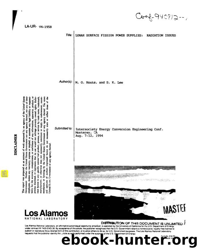 Lunar surface fission power supplies   radiation issues  None by LANL Research Library LWW Project