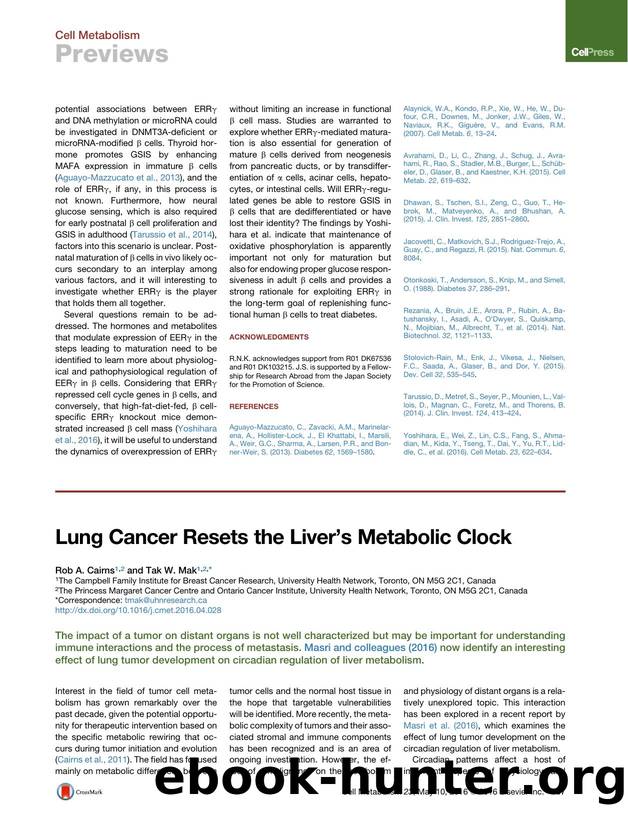 Lung Cancer Resets the Liver's Metabolic Clock by Rob A. Cairns & Tak W. Mak