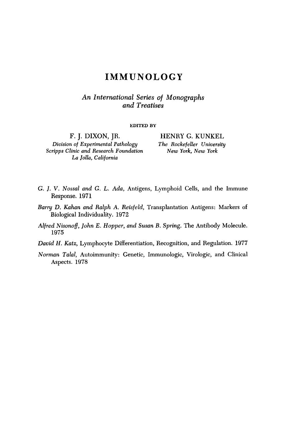 Lymphocyte Differentiation, Recognition, and Regulation by David H. Katz F. J. Dixon and Henry G. Kunkel (Auth.)