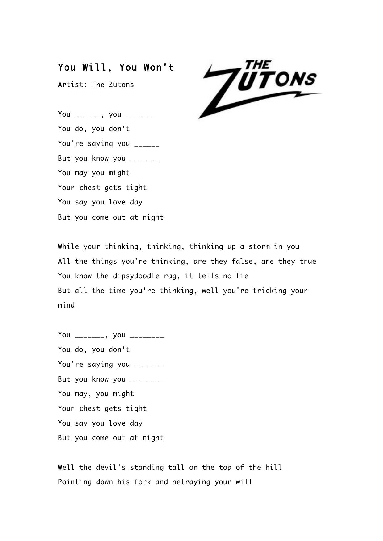 Lyrics You Will You Won't by VJ Movement