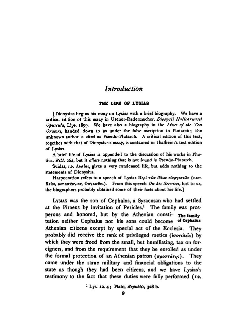 Lysias: selected speeches XII, XVI, XIX, XXII, XXIV, XXV, XXXII, XXXIV by Charles Darwin Adams