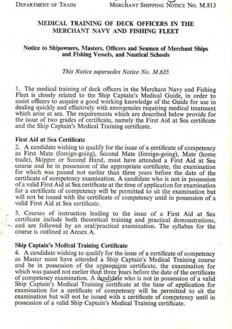 M 813 - Medical Training of Deck Officers in the Merchant Navy and Fishing Fleet by r4s