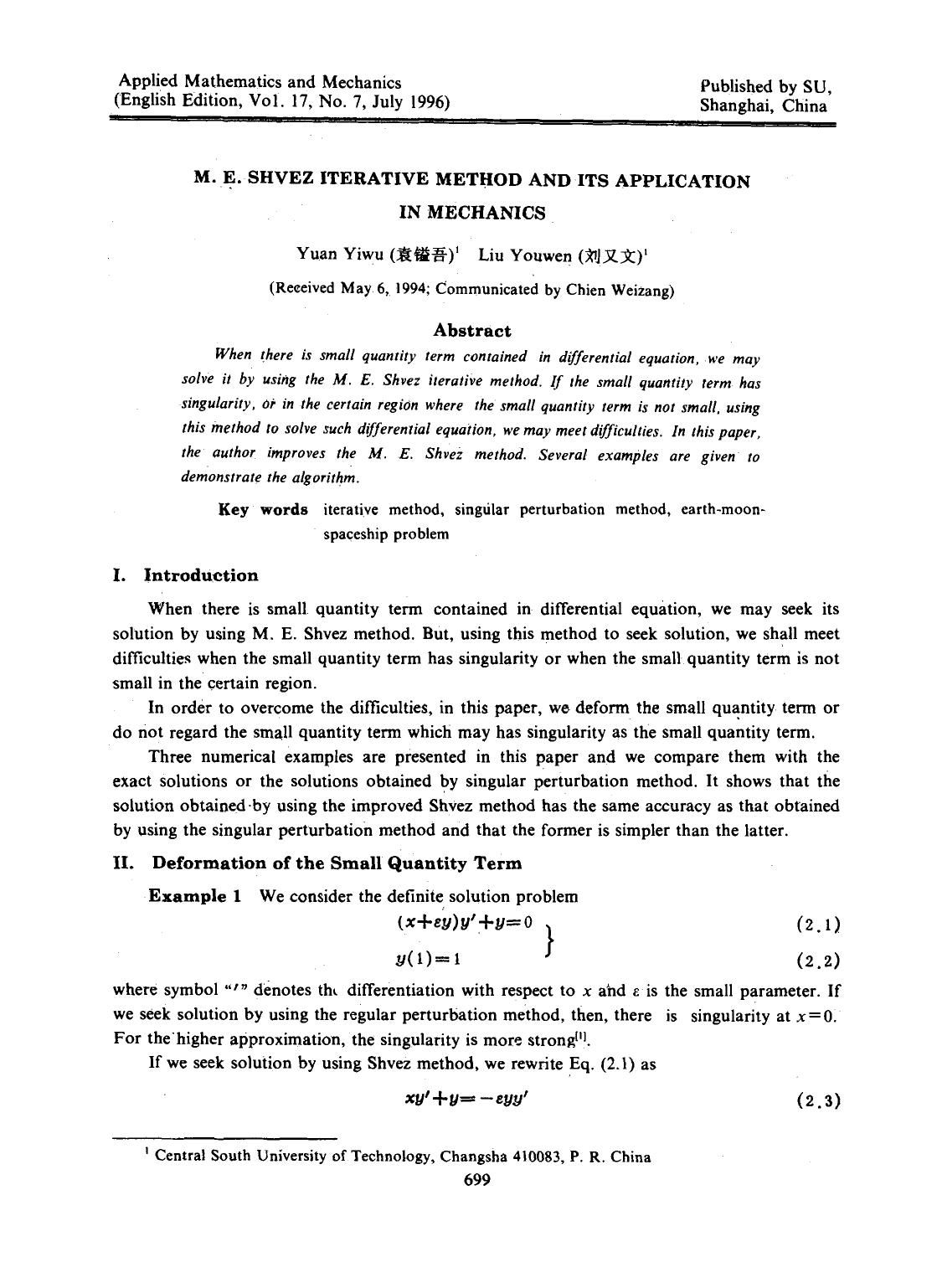 M. E. Shvez iterative method and its application in mechanics by Unknown
