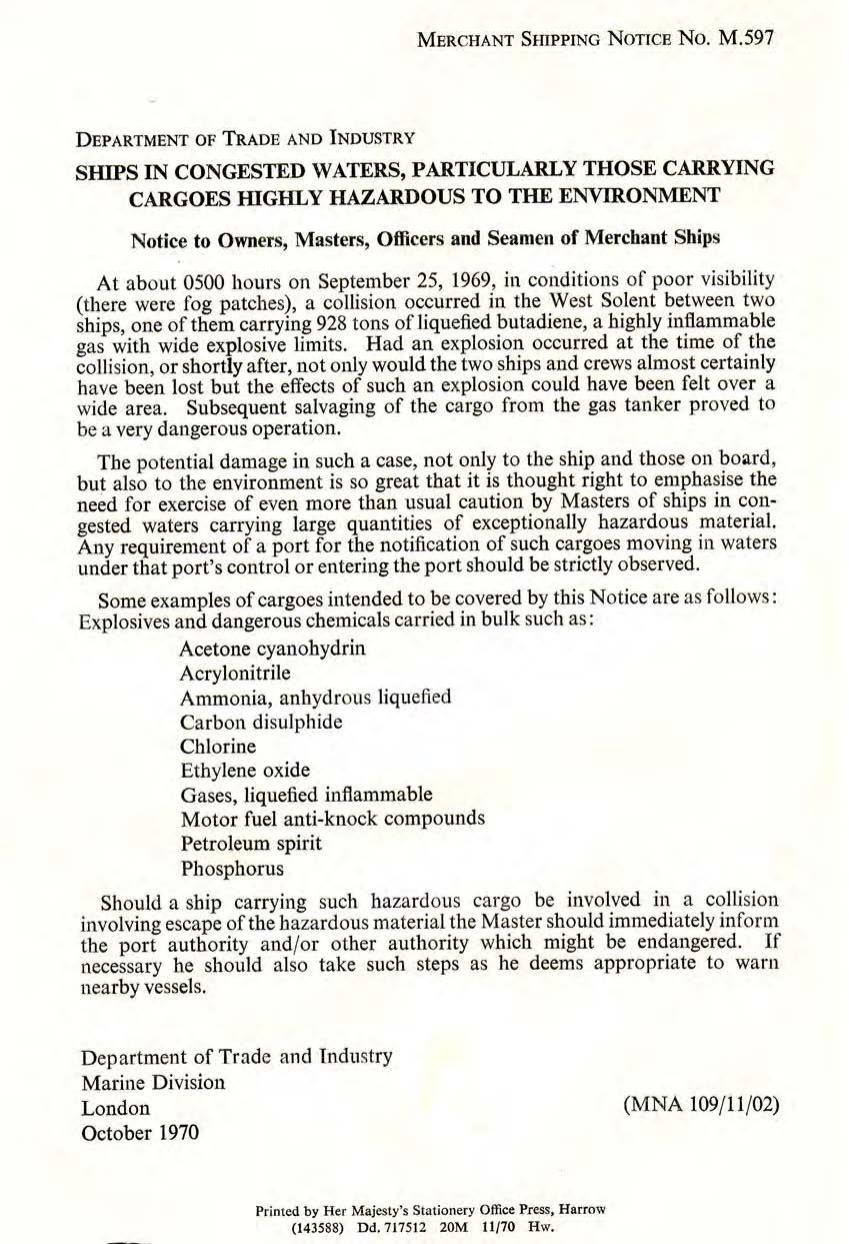 M.597 - Ships in Congested Waters, Particularly Those Carrying Cargoes Highly Hazardous to the Environment by R4S