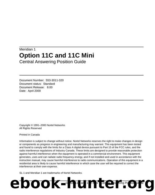 M1 R25 Option 11C and 11C Central Answering Position Guide by Unknown