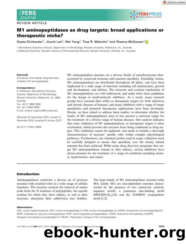 M1 aminopeptidases as drug targets: broad applications or therapeutic niche? by Unknown