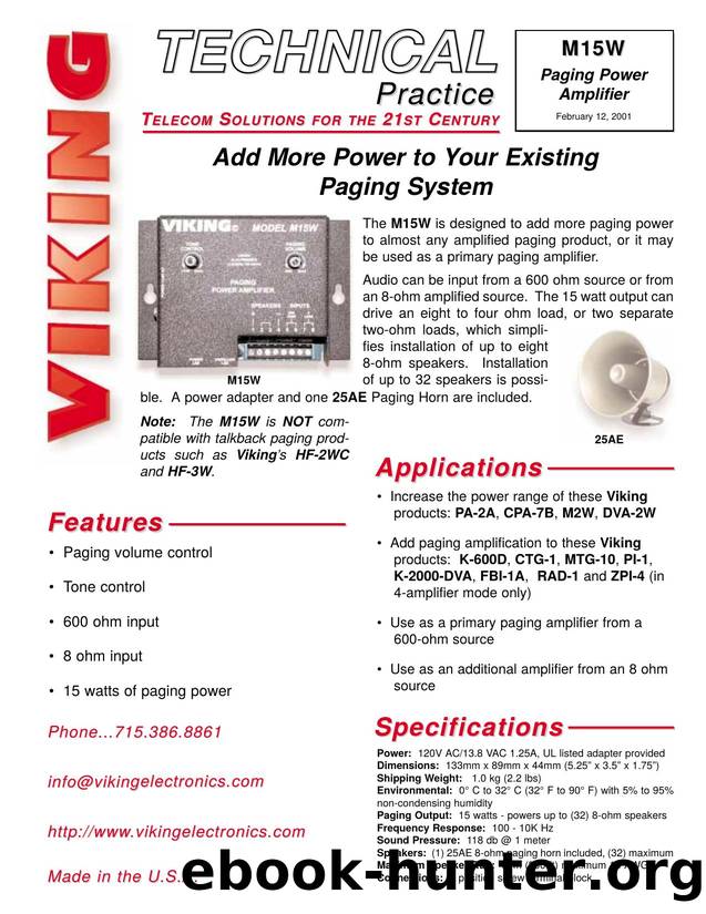 M15W Technical Practice by Viking Electronic Inc