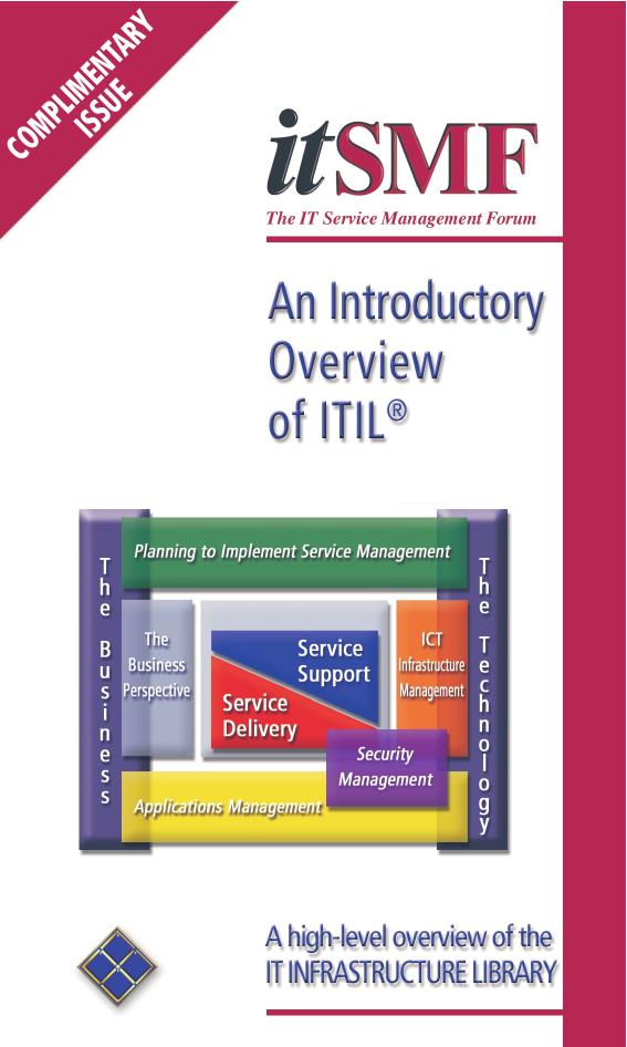 M3459 Overview Book ITSMF PDF by An Introductionary Overview of ITIL. Pocket Guide