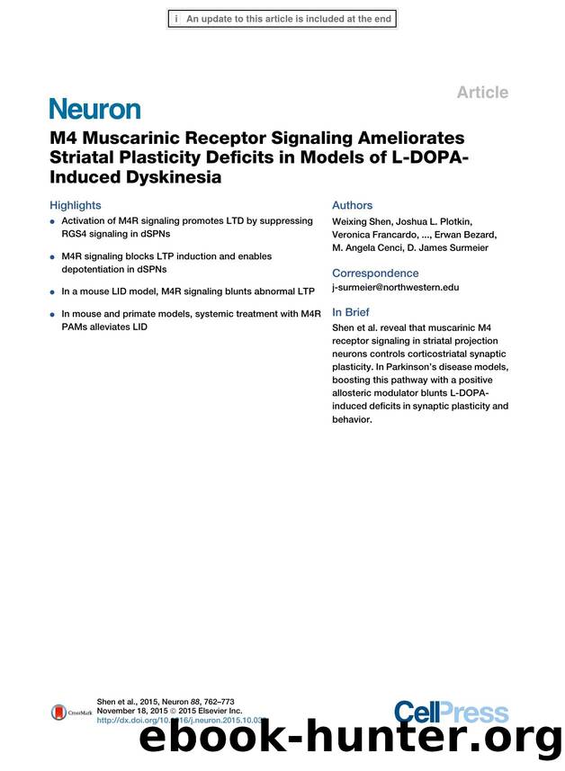 M4 Muscarinic Receptor Signaling Ameliorates Striatal Plasticity Deficits in Models of L-DOPA-Induced Dyskinesia by unknow