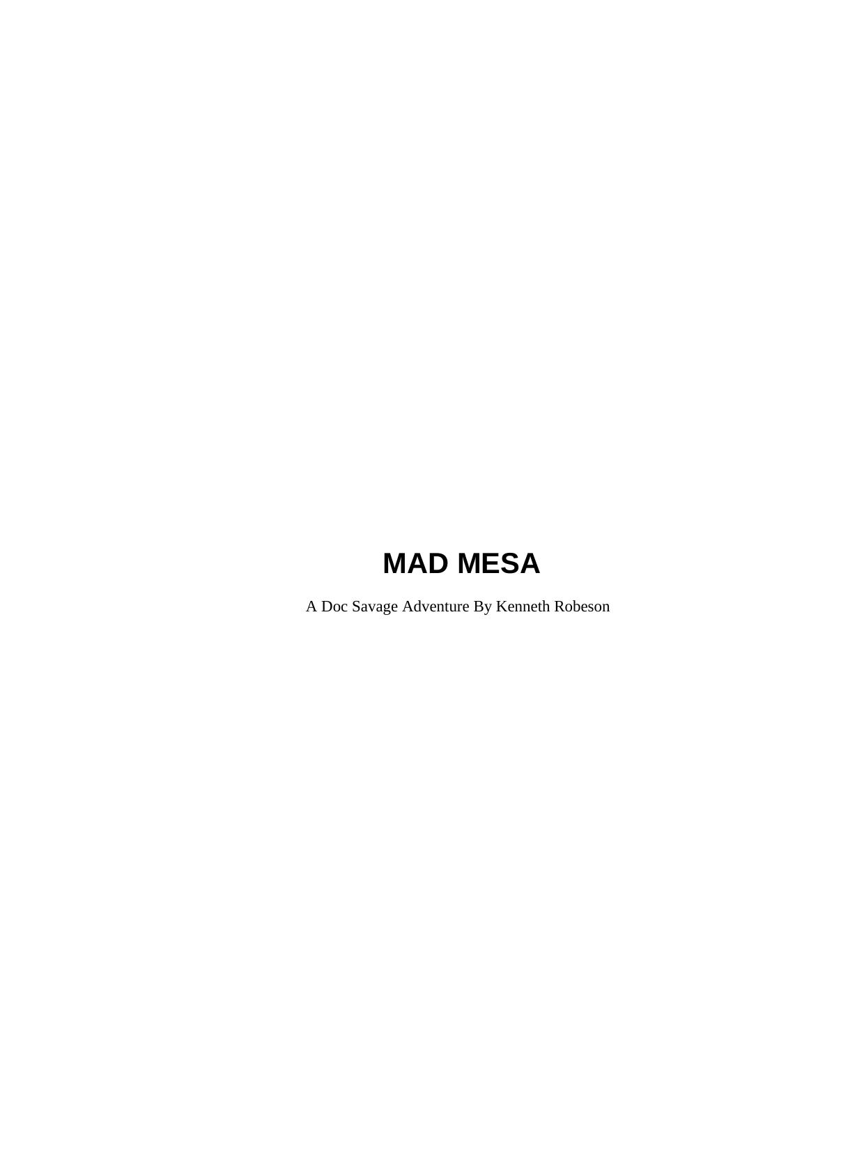 MAD MESA by A Doc Savage Adventure By Kenneth Robeson