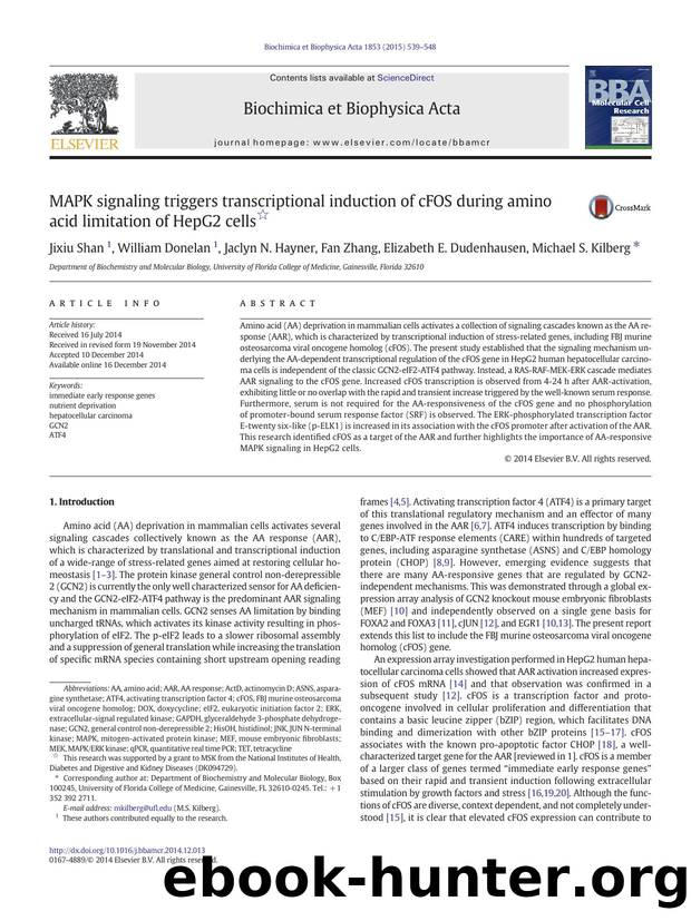 MAPK signaling triggers transcriptional induction of cFOS during amino acid limitation of HepG2 cells by unknow