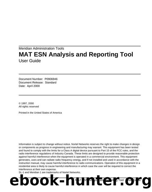 MAT ESN Analysis and Reporting Tool User Guide by Unknown