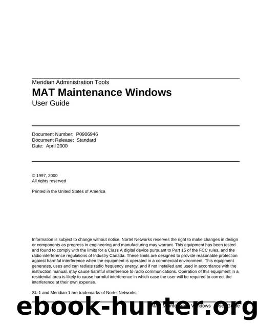 MAT Maintenance Windows User Guide by Unknown