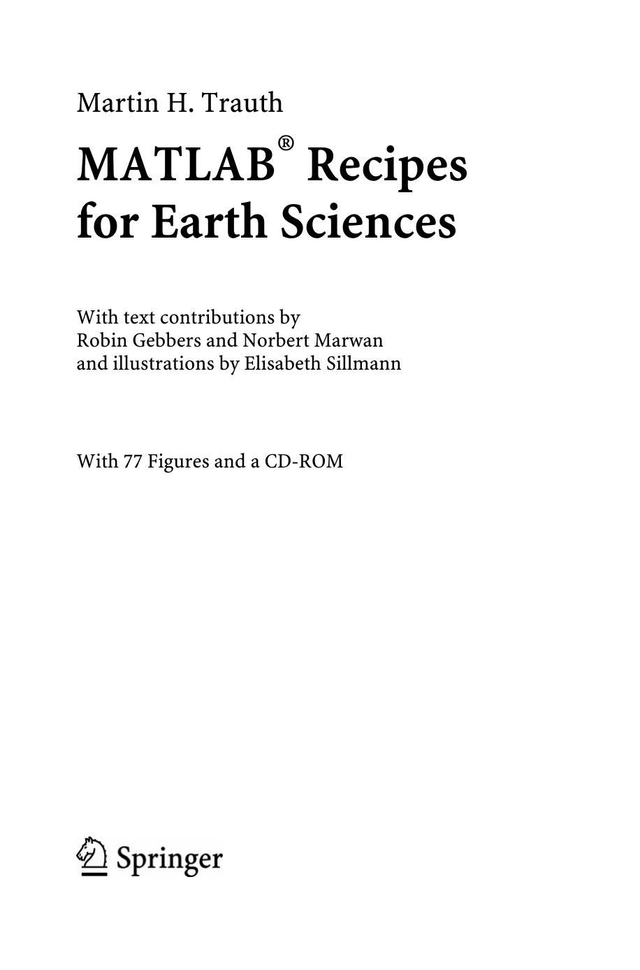 MATLAB® Recipes for Earth Sciences by Martin H. Trauth E. Sillmann Robin Gebbers Norbert Marwan
