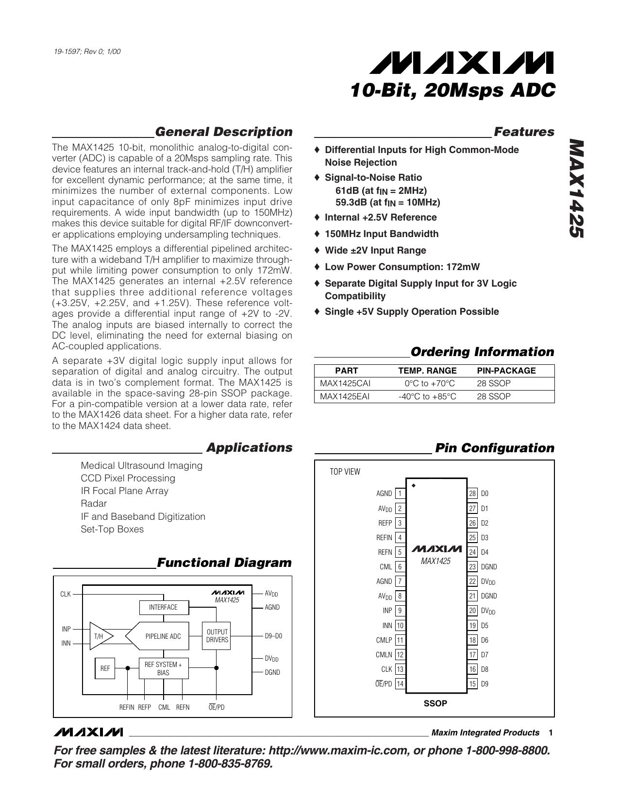 MAX1425Full Data Sheet (PDF) by Maxim
