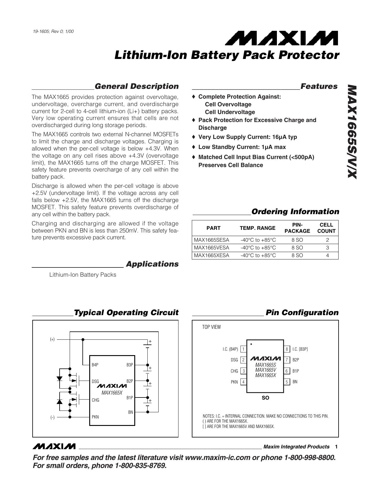 MAX1665SVX Full Data Sheet (PDF) by Maxim