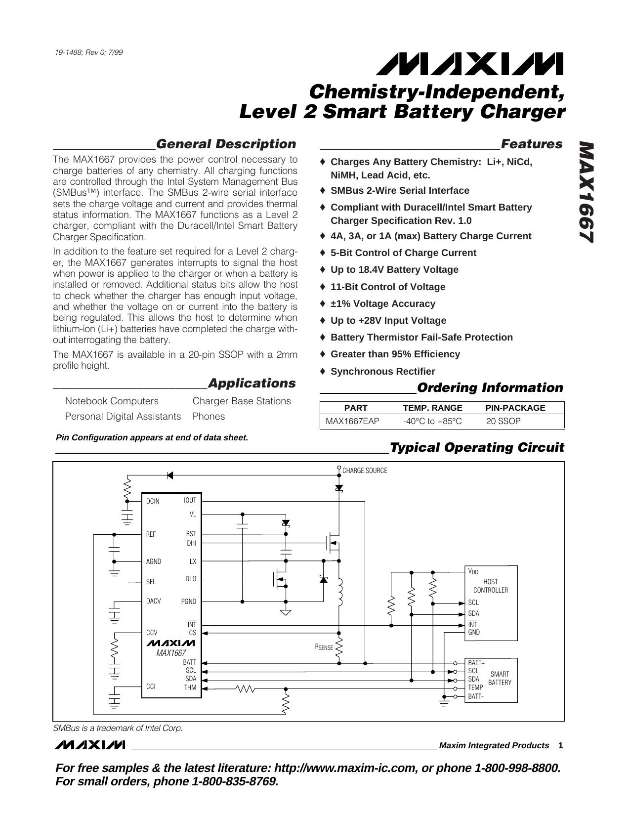 MAX1667 Full Data Sheet (PDF) by Maxim