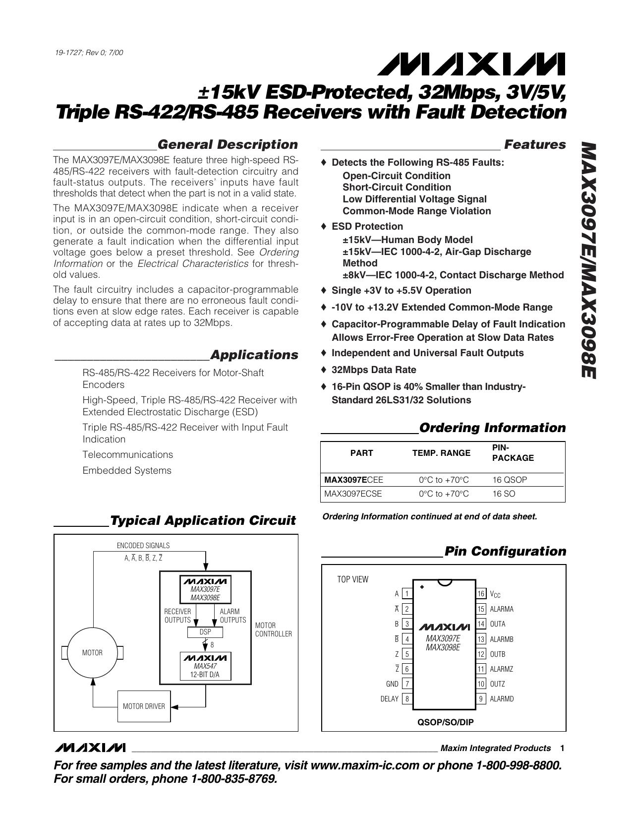 MAX3097EMAX3098E Full Data Sheet (PDF) by Maxim