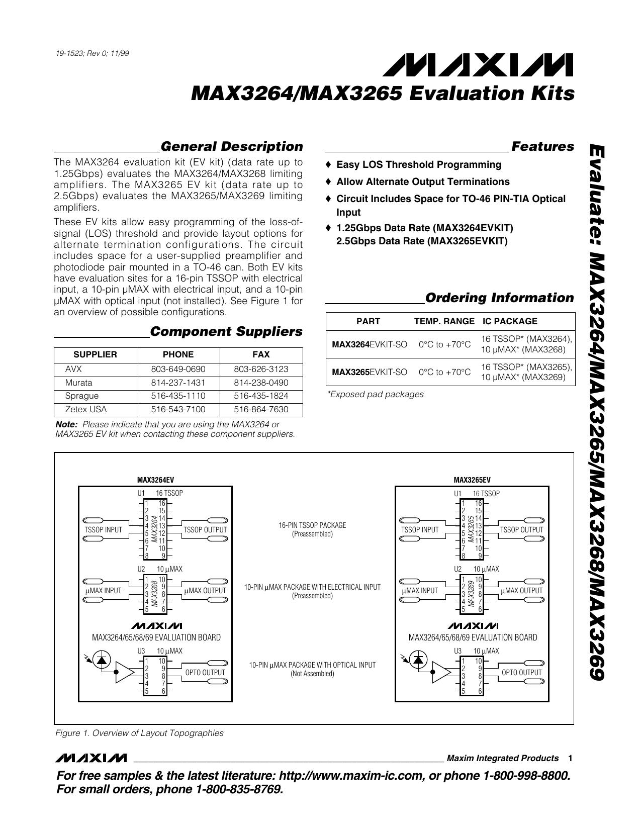 MAX3264MAX3265MAX3268MAX3269 EV Kit Full Data Sheet (PDF) by Maxim
