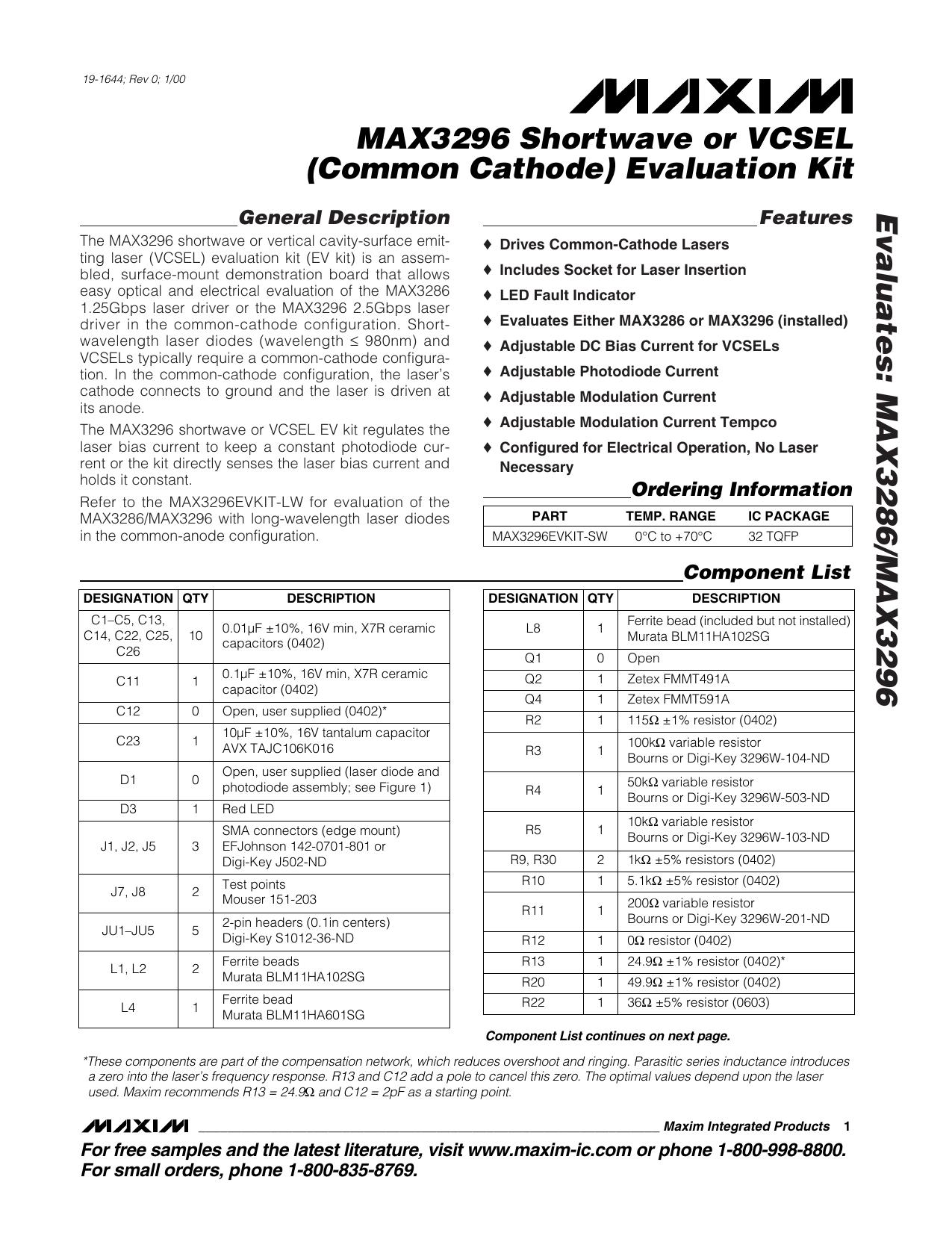 MAX3286MAX3296 SW EV Kit Full Data Sheet (PDF) by Maxim