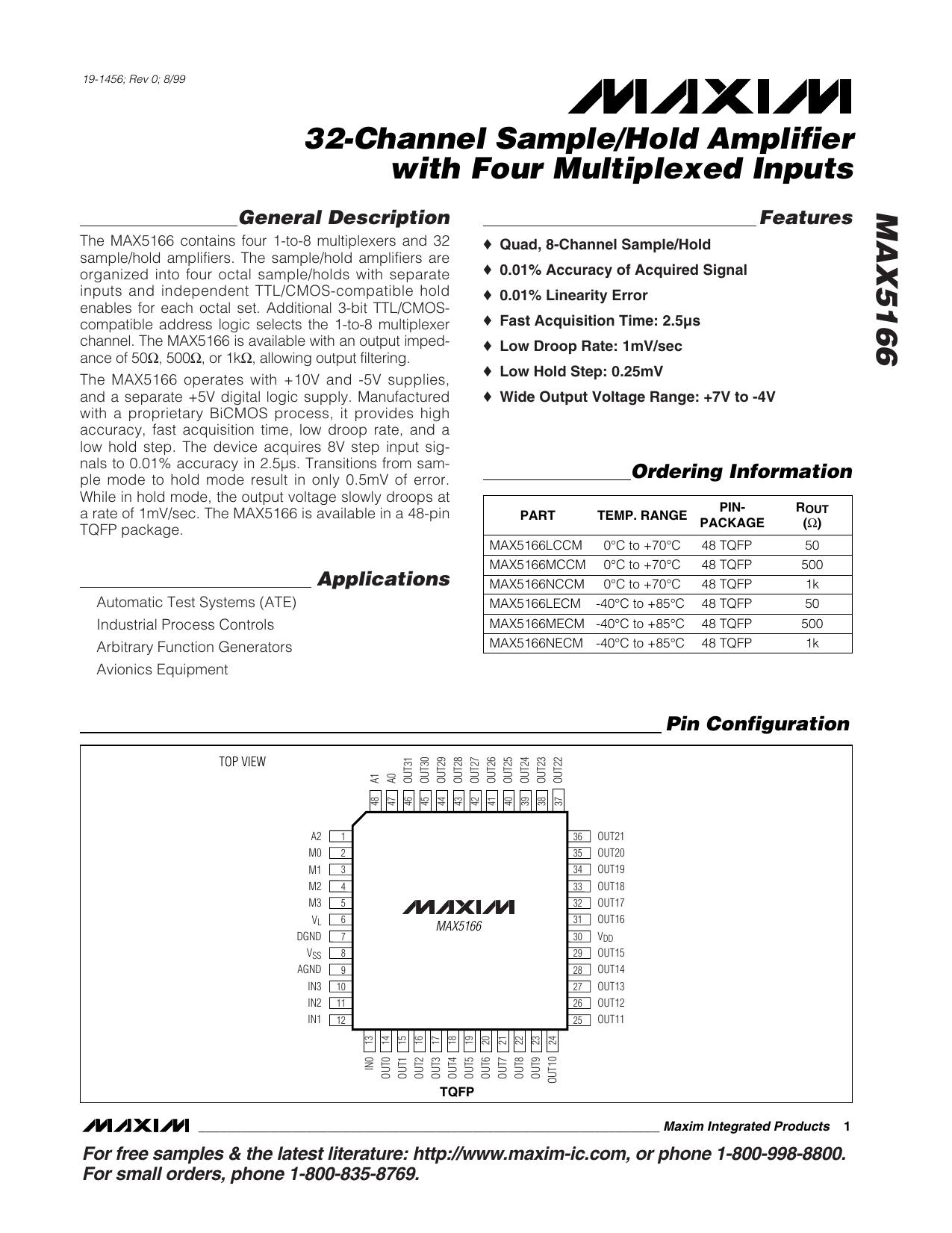 MAX5166 Full Data Sheet (PDF) by Maxim