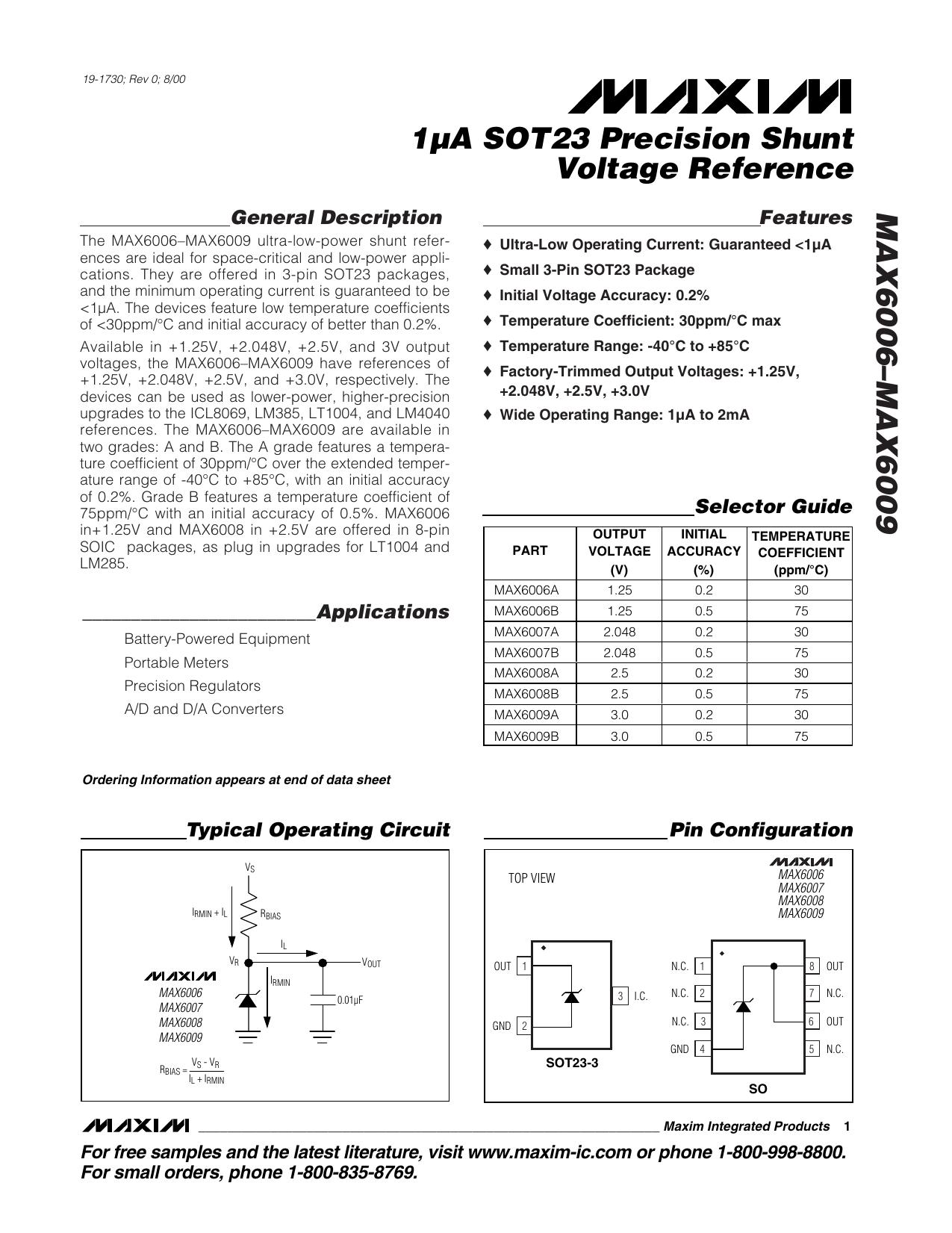 MAX6006MAX6007MAX6008MAX6009 Full Data Sheet (PDF) by Fe Campillo