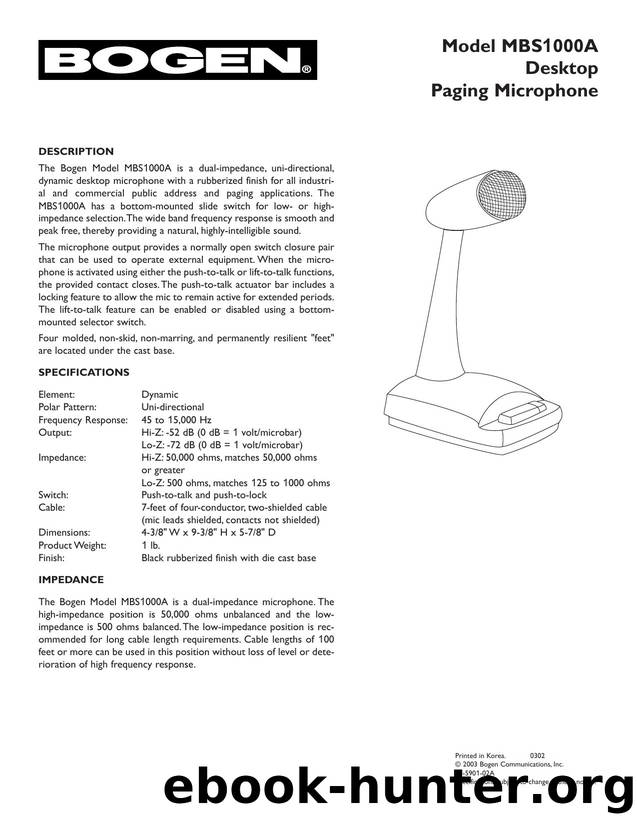 MBS1000A Manual - Desktop Paging Microphone by Brian Maher