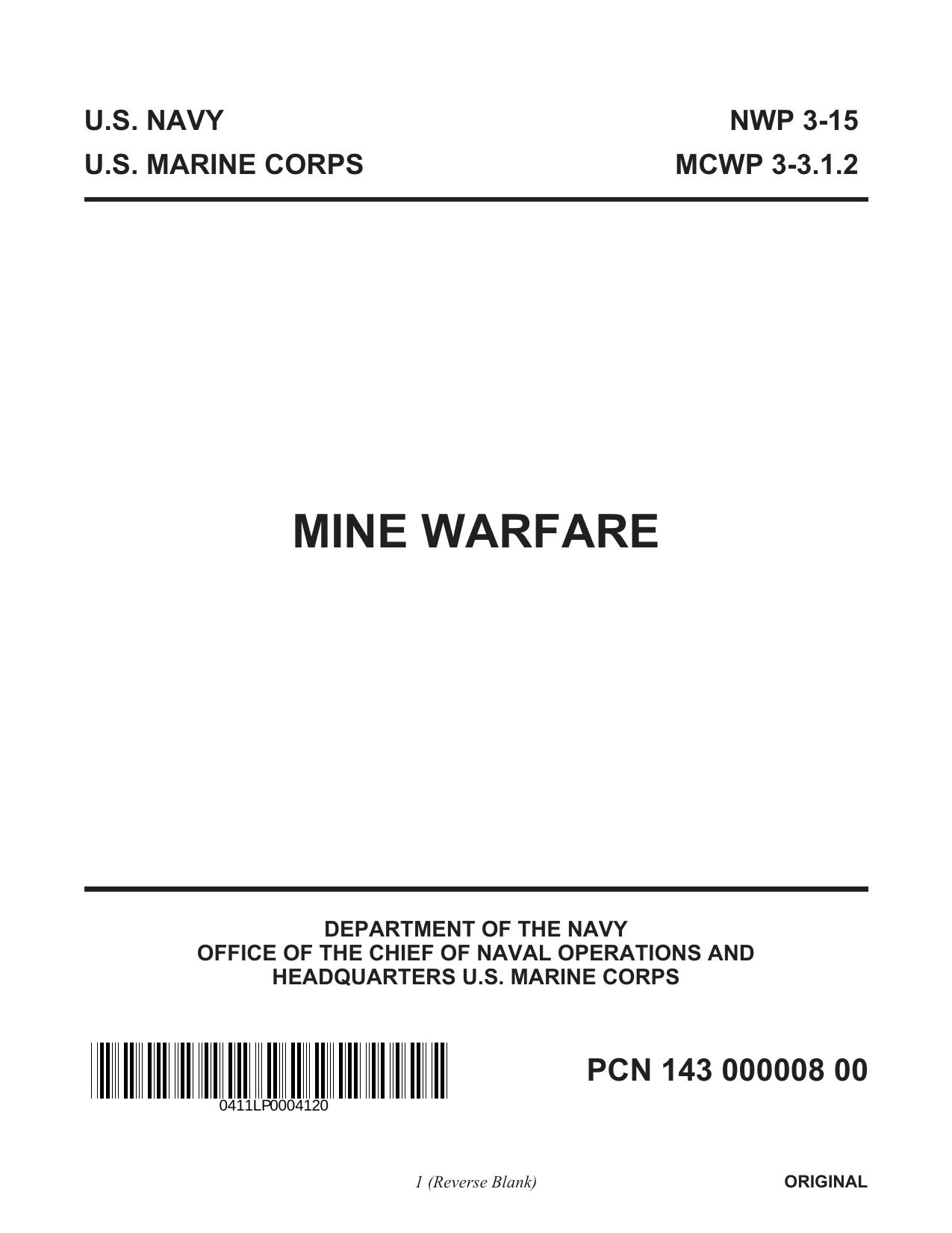MCWP 3-3.1.2 Mine Warfare by Unknown