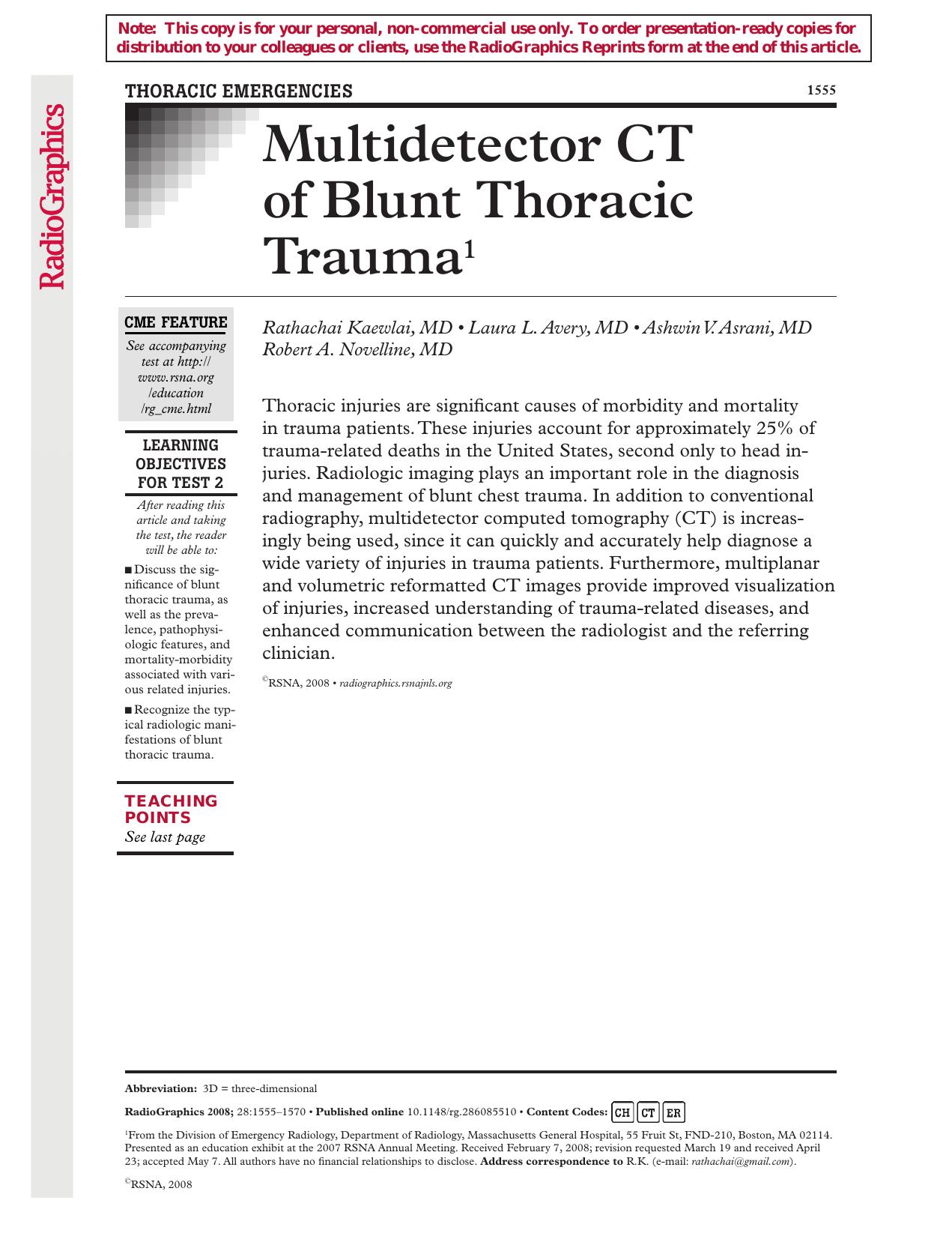 MDCT of blunt thoracic trauma by Unknown