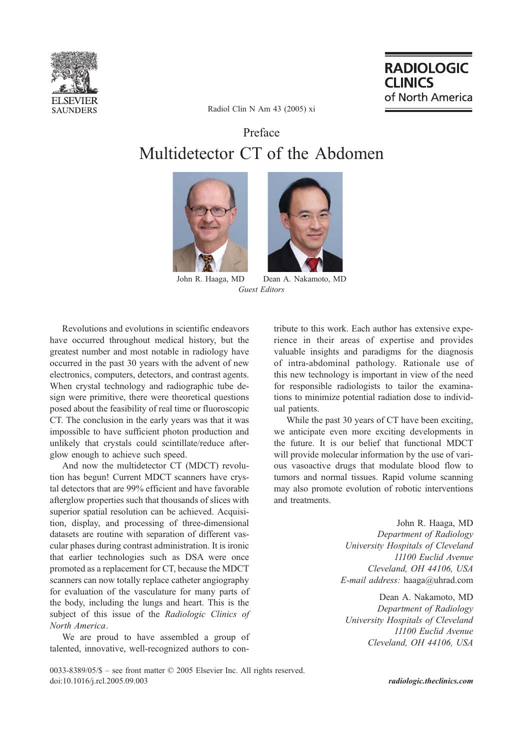 MDCT of the Abdomen, An Issue of Radiologic Clinics by John R. Haaga MD