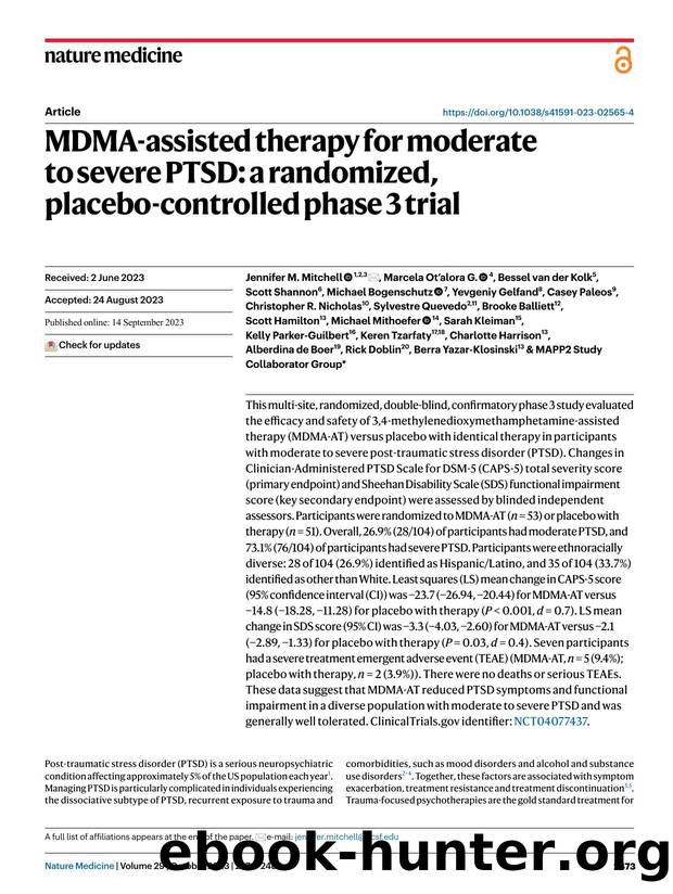 MDMA-assisted therapy for moderate to severe PTSD: a randomized, placebo-controlled phase 3 trial by unknow