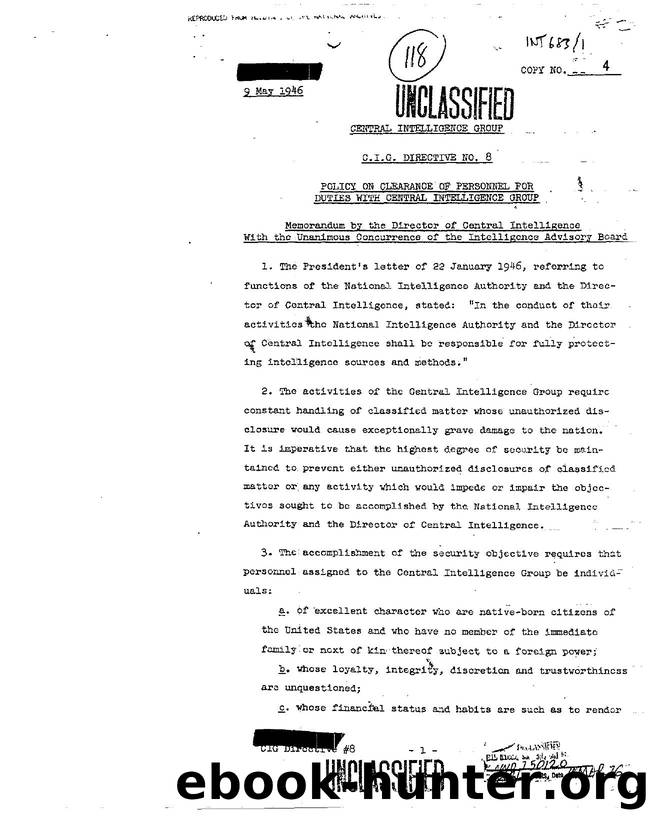 MEMO RE  FUNCTIONS OF THE NATIONAL INTELLIGENCE AUTHORITY AND THE DIRECTOR OF CENTRAL INTELLIGENCE 3d9d by Unknown