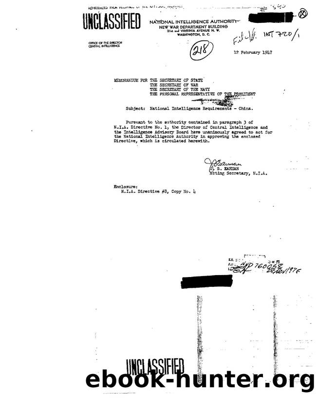 MEMO RE  NATIONAL INTELLIGENCE REQUIREMENTS by CHINA 3ee7