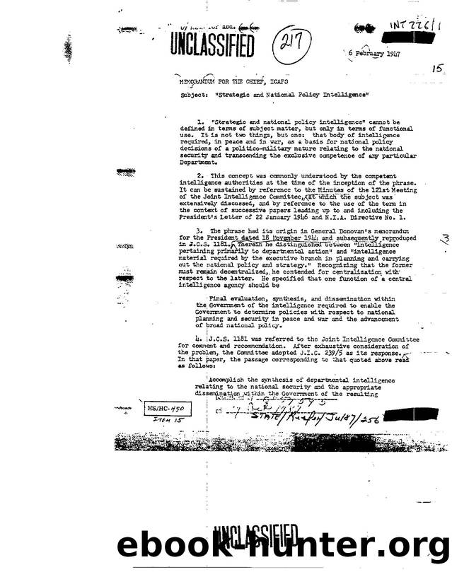 MEMO RE  STRATEGIC AND NATIONAL POLICY INTELLIGENCE 3eb2 by Unknown