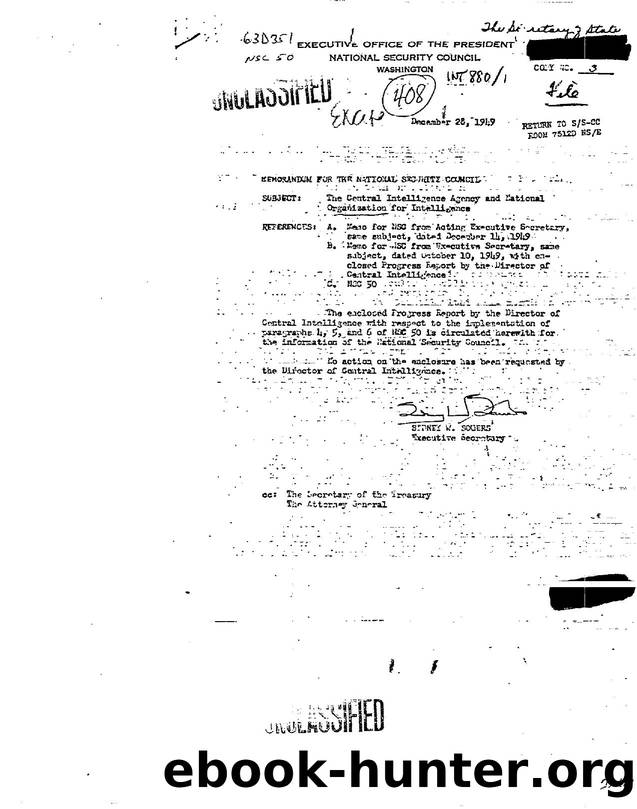 MEMO RE  THE CENTRAL INTELLIGENCE AGENCY AND NATIONAL ORGANIZATION FOR INTELLIGENCE 3e76 by Unknown