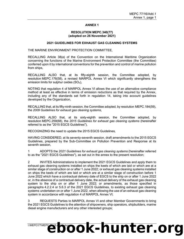 MEPC 77-16-Add.1 - Report Of The Marine Environment Protection Committee On Its Seventy-Seventh Session (Secretariat).pdf by toshi