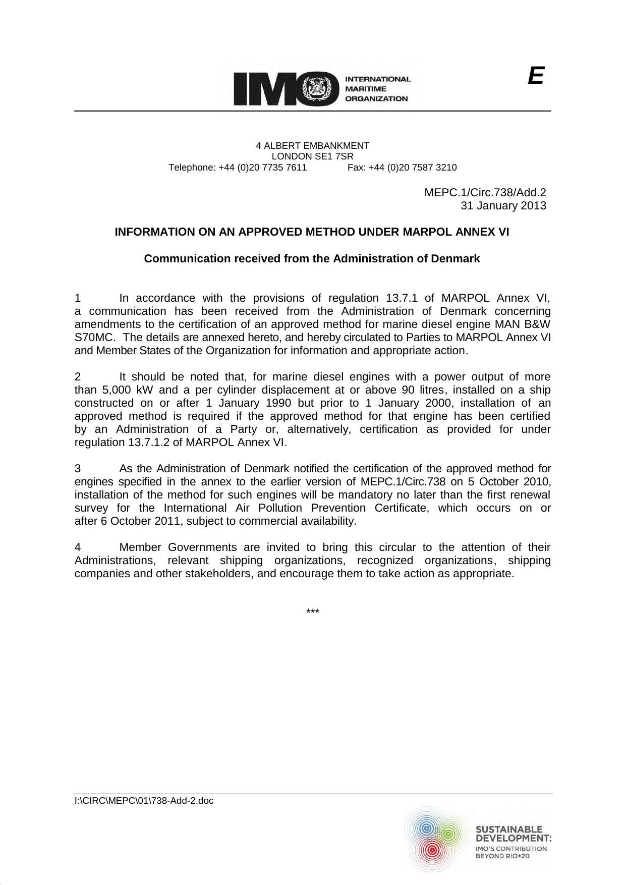 MEPC.1Circ.738Add.2 - Information on an Approved Method under MARPOL Annex VI - by Redistributed by Regs4ships Ltd