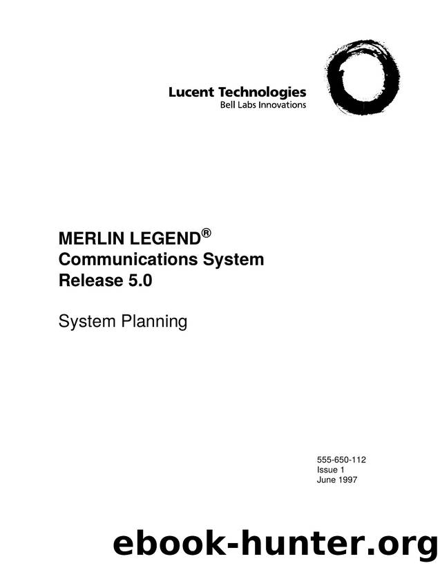 MERLIN LEGEND Communications System Release 5.0 System Planning by EZ Manuals
