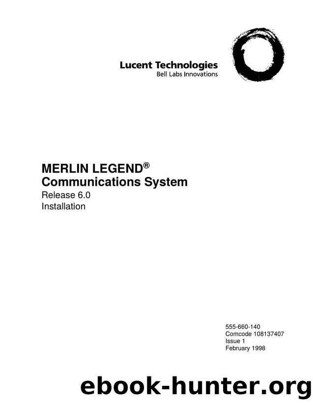 MERLIN LEGEND Communications System Release 6.0 Installation by EZ Manuals
