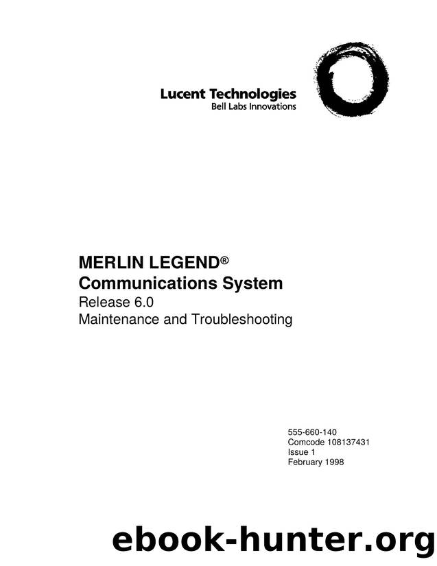 MERLIN LEGEND Communications System Release 6.0 Maintenance and Troubleshooting by EZ Manuals