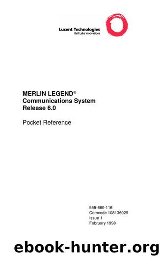 MERLIN LEGEND Communications System Release 6.0 Pocket Reference by EZ Manuals