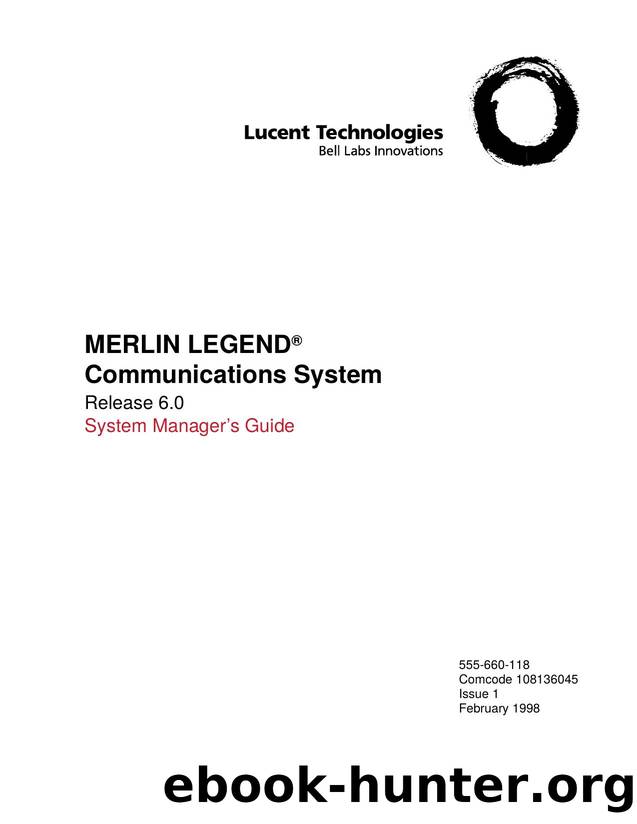 MERLIN LEGEND Communications System Release 6.0 System Manager's Guide by EZ Manuals