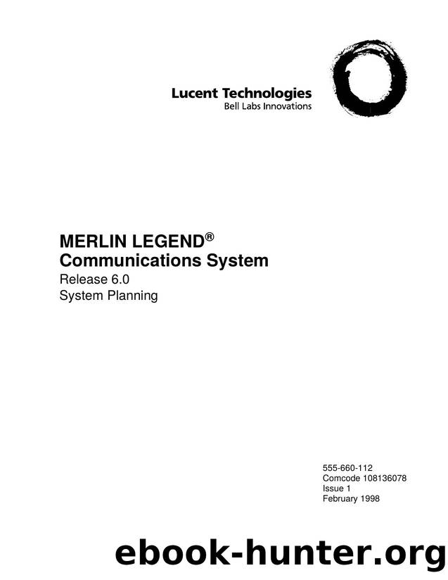 MERLIN LEGEND Communications System Release 6.0 System Planning by EZ Manuals
