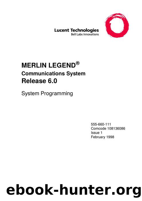 MERLIN LEGEND Communications System Release 6.0 by EZ Manuals