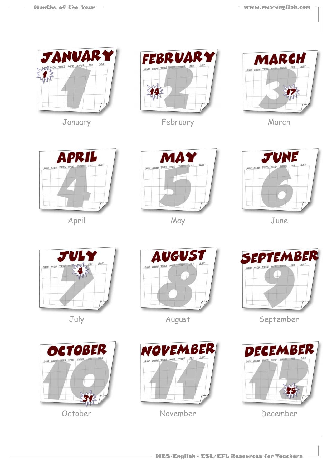 MES-English.com - flashcards - months of the year by Mark Cox