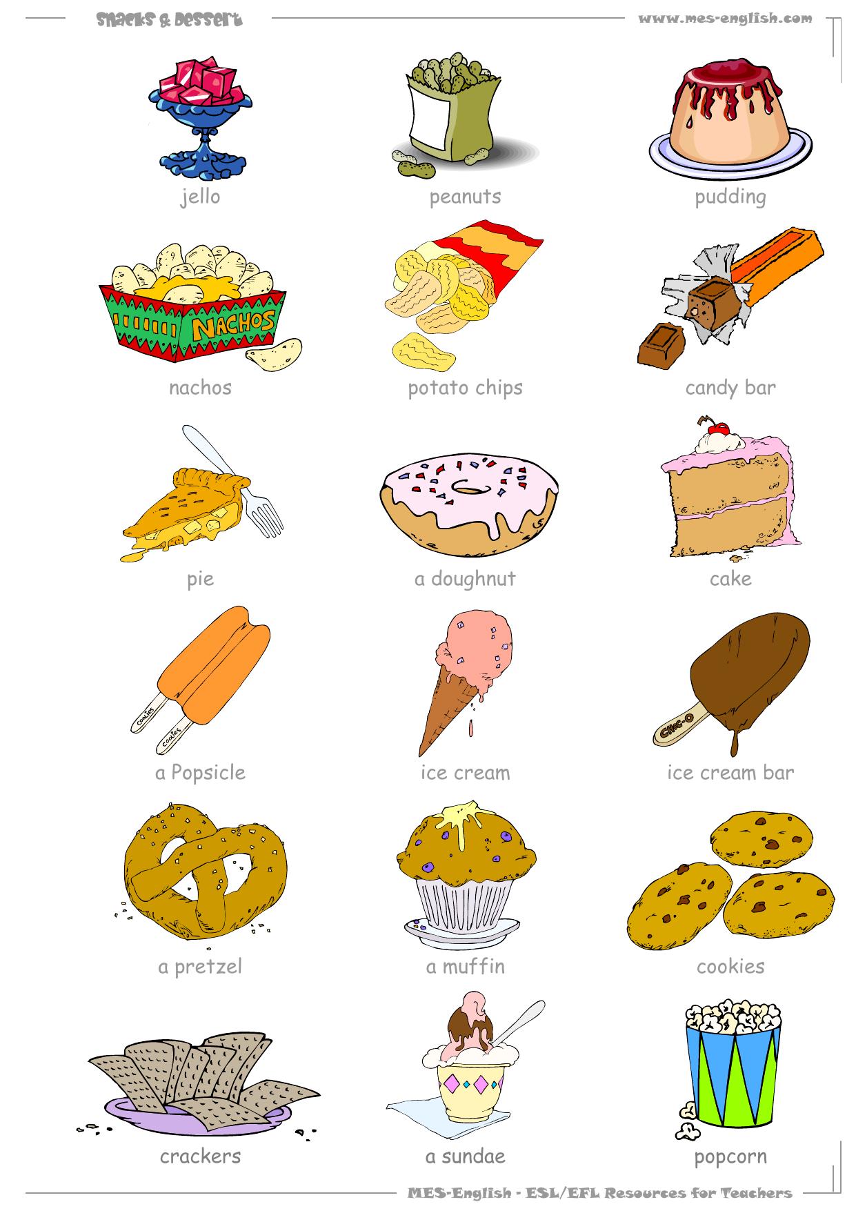 MES-English.com - flashcards - snacks and dessert by Mark Cox
