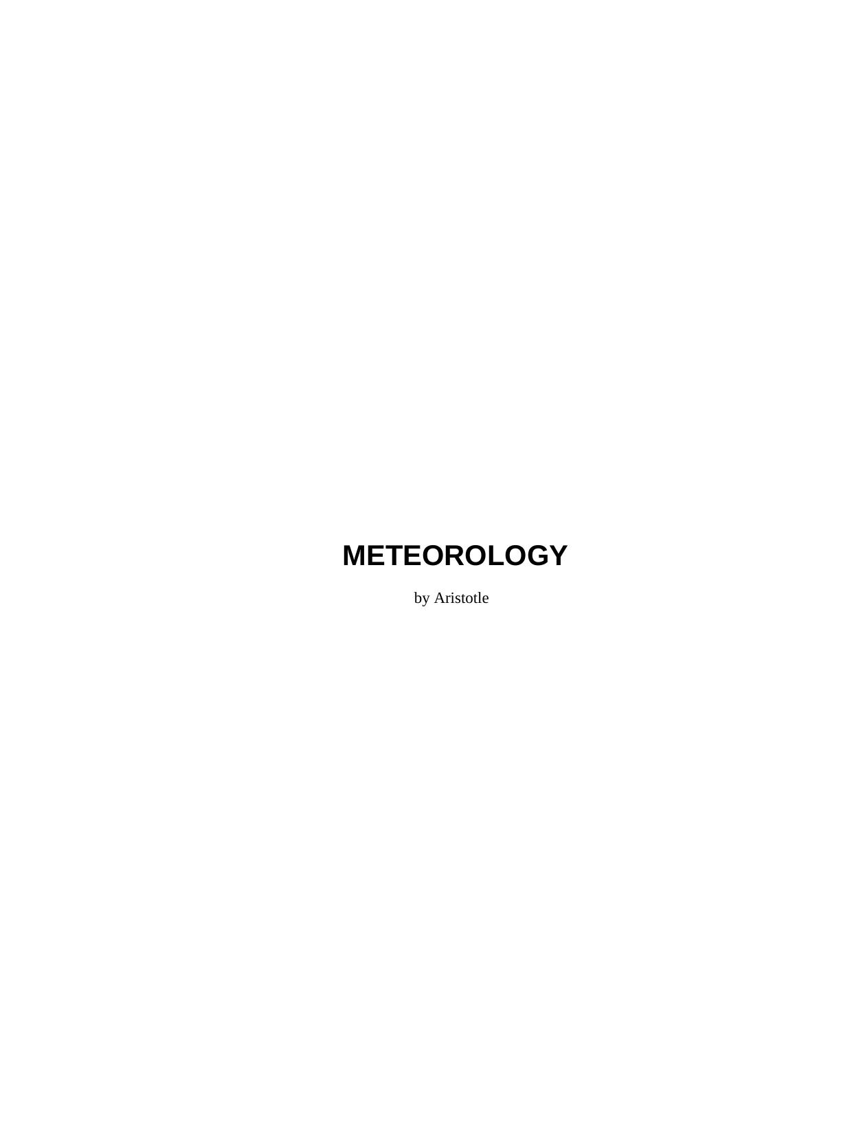 METEOROLOGY by by Aristotle