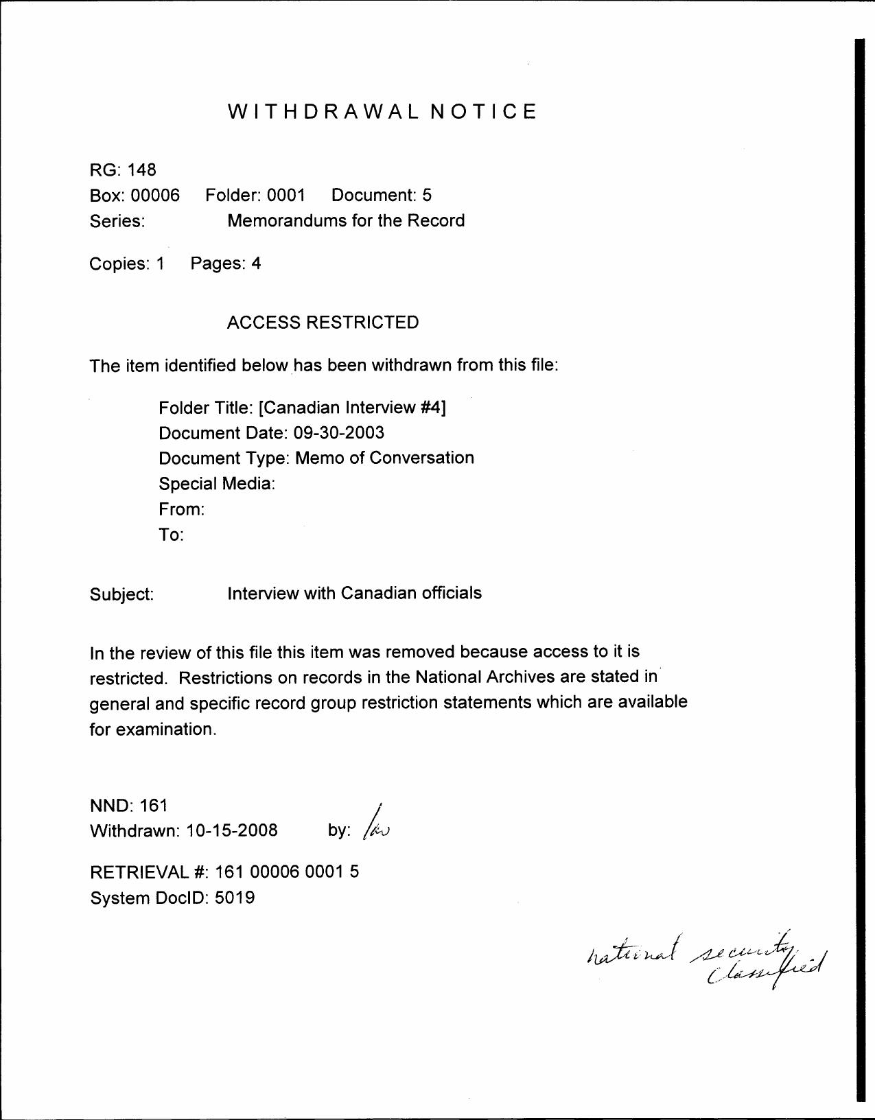 MFR NARA- T2- Canada- Interview 4- 9-30-03- WN- 00124 by Unknown